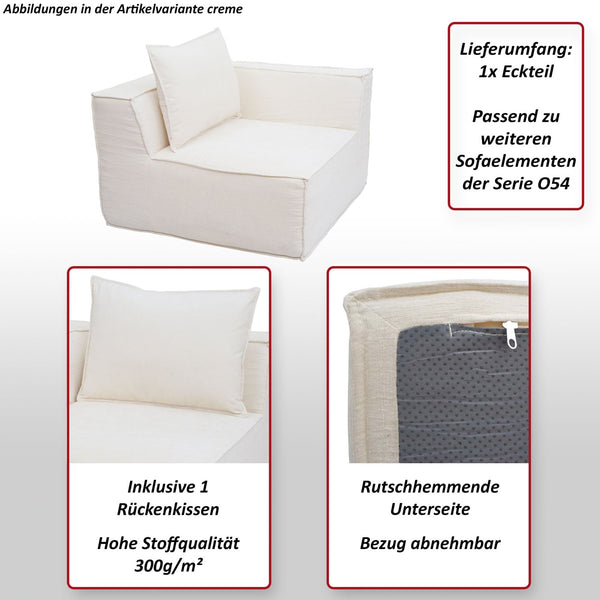 Eckteil Sofa Loungesessel Polstersessel Armlehne Stoff 63x97x97cm dunkelgrau