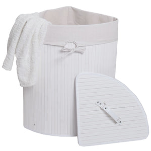 Eckwäschekorb Laundry Wäschebox Wäschesammler Bambus 61x48x35cm 50L weiss