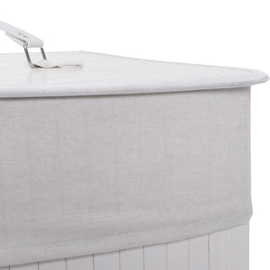 Eckwäschekorb Laundry Wäschebox Wäschesammler Bambus 61x48x35cm 50L weiss
