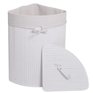Eckwäschekorb Laundry Wäschebox Wäschesammler Bambus 61x48x35cm 50L weiss