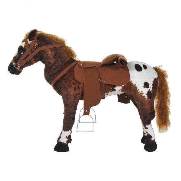 Spielpferd mit Sattel Metall, Plüsch 85 x 28 x 60 cm Braun