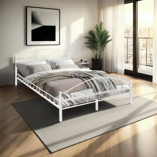 Metallbett mit Lattenrost im romantischen Design weiss/weiss 200 x 140 cm