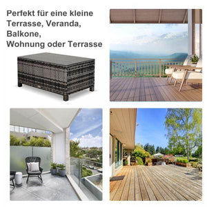 Beistelltisch Gartentisch Balkontisch Polyrattan Grau