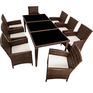 Aluminium Rattan Sitzgruppe Monaco 8+1 schwarz/braun