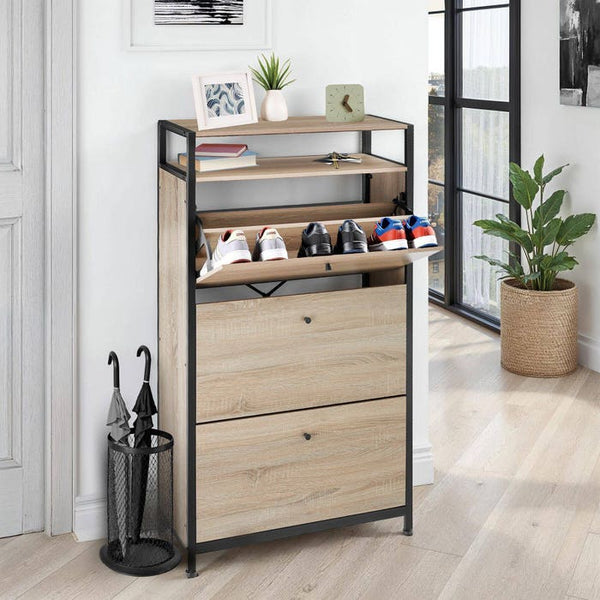 Schuhschrank Braddock Industrial Holz hell, Eiche Sonoma 61 cm