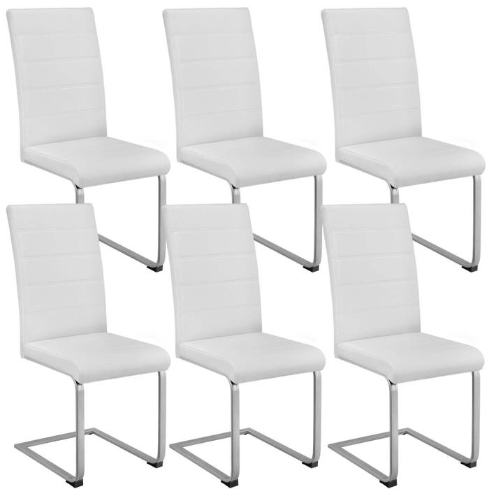 6 chaises pivotantes de salle à manger, blanches