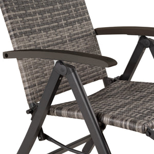 Rattanstuhl Brisbane klappbar mit Aluminiumgestell und Fussablage grau