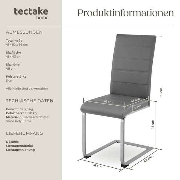 6 Esszimmerstühle Schwingstühle grau