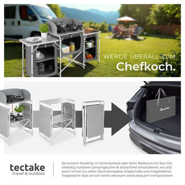 Camping kitchen 172x52x104cm gray