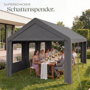 Gartenpavillon Jasko mit 4 Seitenteilen grau 6 x 4 m