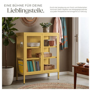 Metallvitrine Baker mit Glastüren gelb