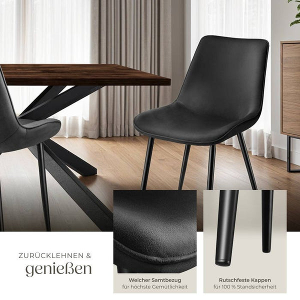 4er Set Stuhl Monroe Samtoptik schwarz