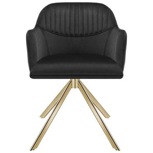 Samt-Drehstuhl Lona schwarz/gold 4er Set