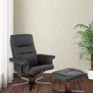 TV Fernsehsessel mit Hocker, schwarz/braun