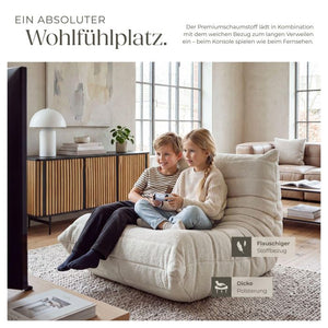 Relaxsessel Logo Premiumschaumstoff Bouclé creme