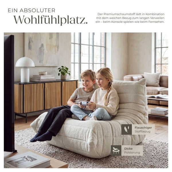 Relaxsessel Logo Premiumschaumstoff Bouclé creme