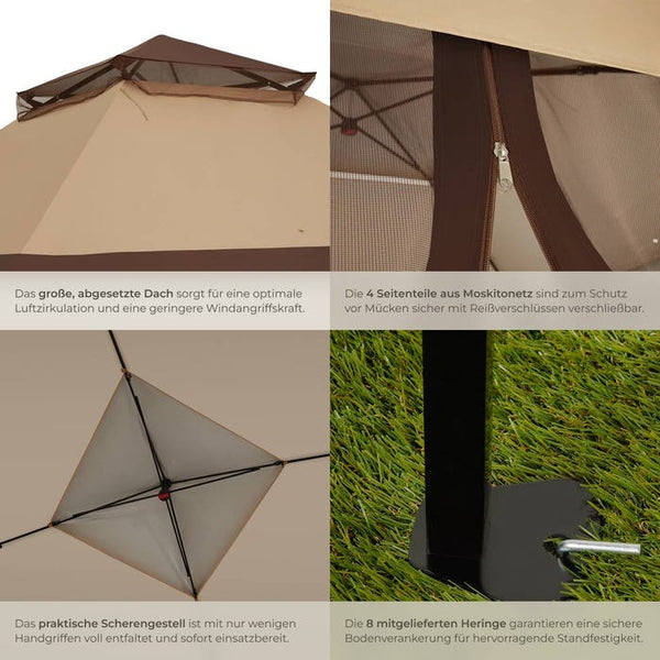 Faltpavillon Carabobo 3,64x3,64x2,94m braun