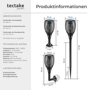6er Set Solarleuchten Flare