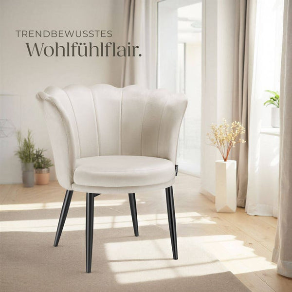 Sessel Stella Samt creme/schwarz