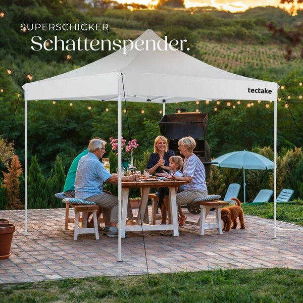 Faltbarer Garten Pavillon 3x3m mit 4 Seitenteilen weiss
