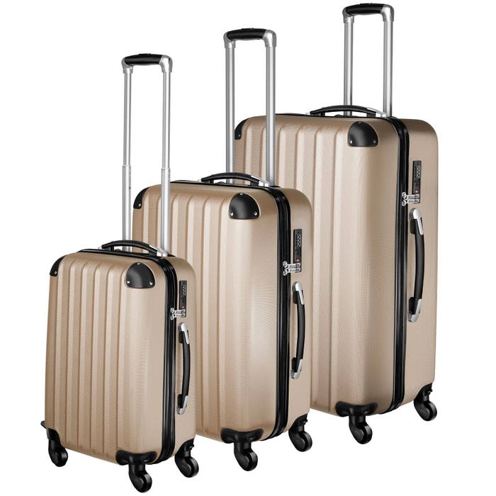 set di valigie rigide, beige
