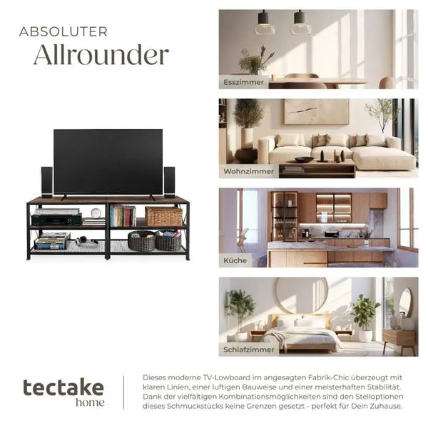 TV-Regal Chicago Industrial Holz dunkel, rustikal 141 cm