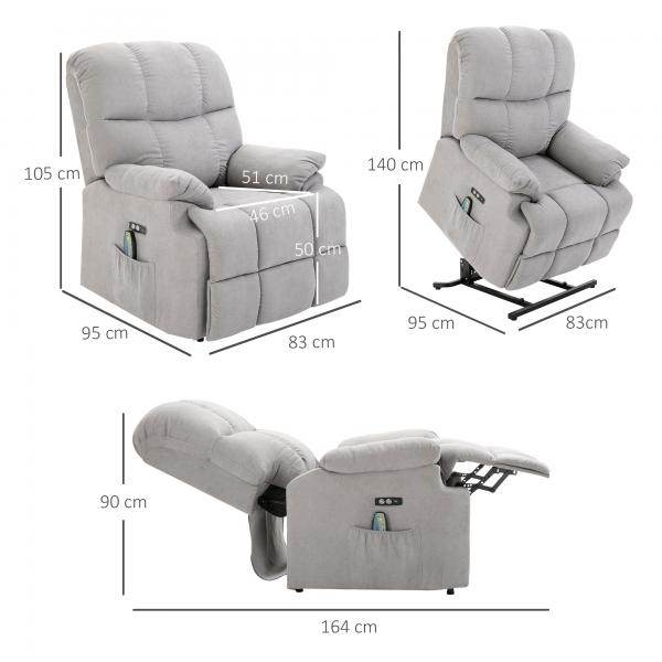 Massagesessel mit Wärmefunktion Flanell 83 cm x 95 cm x 105 cm