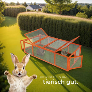 Kaninchenstall mit 4 Türen 181x90x48cm braun
