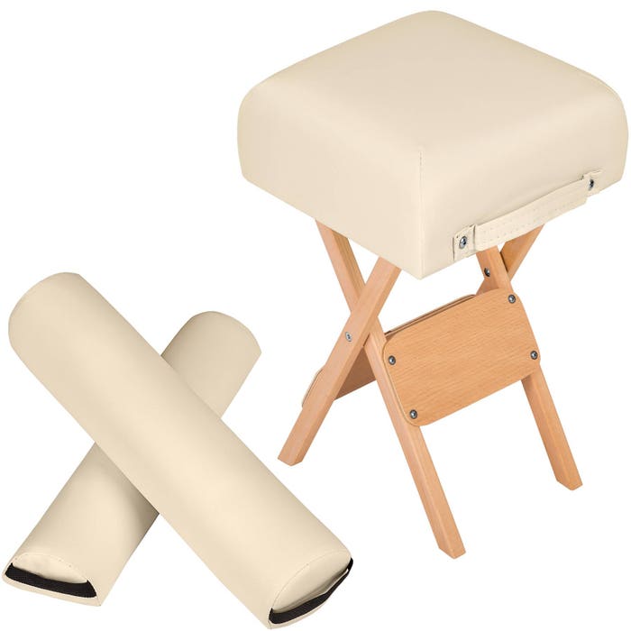 Hocker + 2 Lagerungsrollen beige
