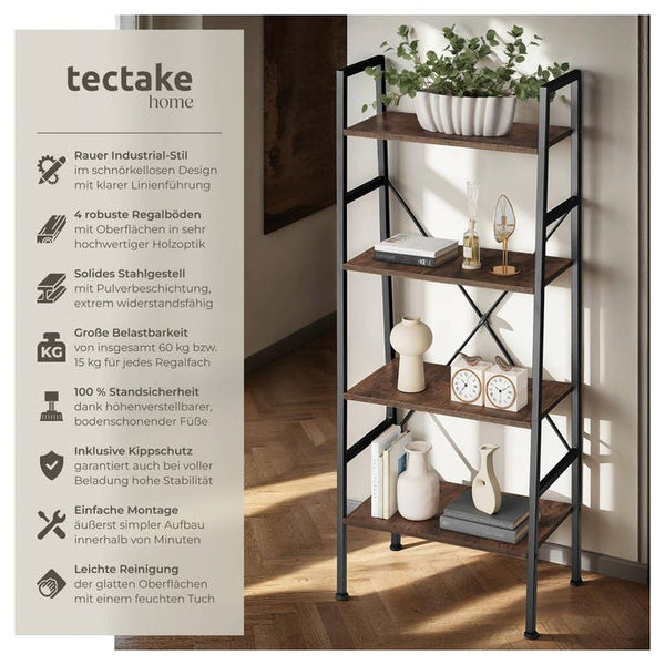 Leiterregal Newcastle 57,5 x 35,5 x 139cm - industrial dunkelbraun