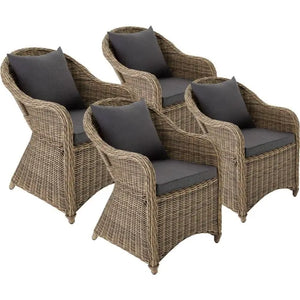 4er Set Aluminium Rattansessel