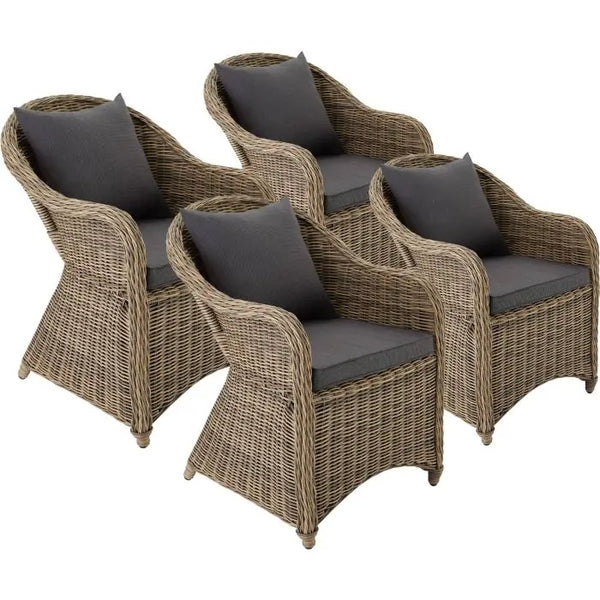 4er Set Aluminium Rattansessel