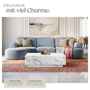 Couchtisch Lasley Marmor Optik weiß 120 x 60 x 35 cm