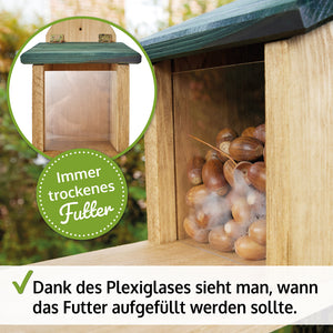 Eichhörnchen Futterstation Walnussblick aus Holz