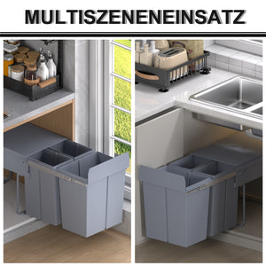 Einbau Mülleimer 3-fach zur Mülltrennung mit Schienensystem für Küche