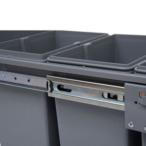 Einbau Mülleimer 3-fach zur Mülltrennung mit Schienensystem für Küche