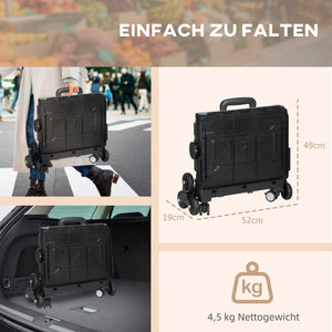 Einkaufstrolley 80kg klappbar Teleskop-Griff Schwarz