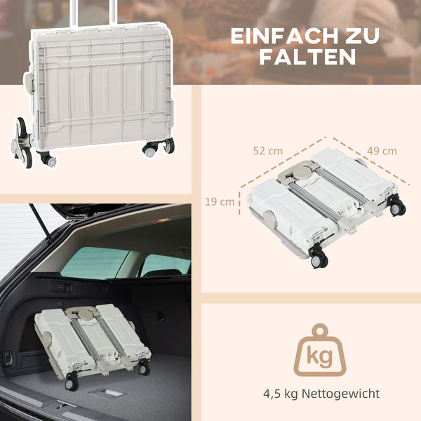 Einkaufstrolley klappbar bis 80kg Teleskopgriff Weiss