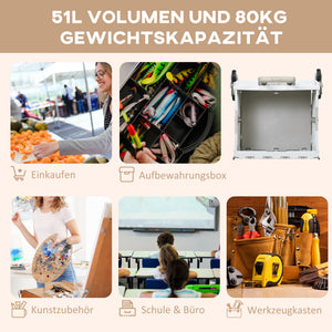 Einkaufstrolley klappbar bis 80kg Teleskopgriff Weiss