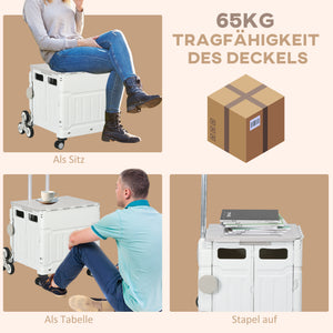 Einkaufstrolley klappbar bis 80kg Teleskopgriff Weiss