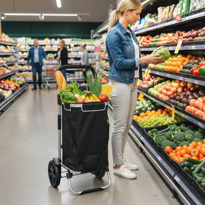 Einkaufstrolley klappbar mit Kühlfach 40L schwarz