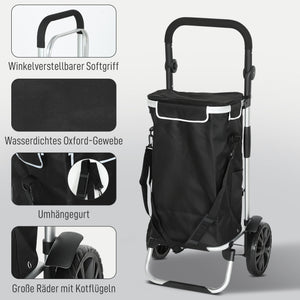 Einkaufstrolley klappbar mit Kühlfach 40L schwarz