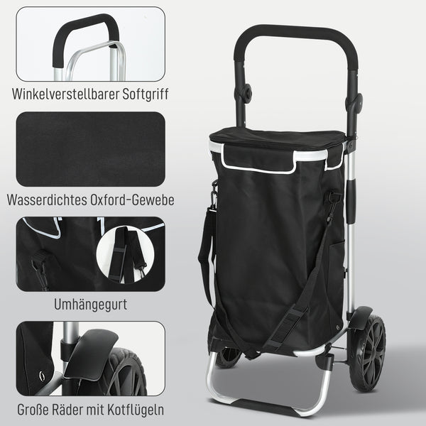 Einkaufstrolley klappbar mit Kühlfach 40L schwarz