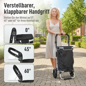 Einkaufstrolley klappbar mit Kühlfach 40L schwarz