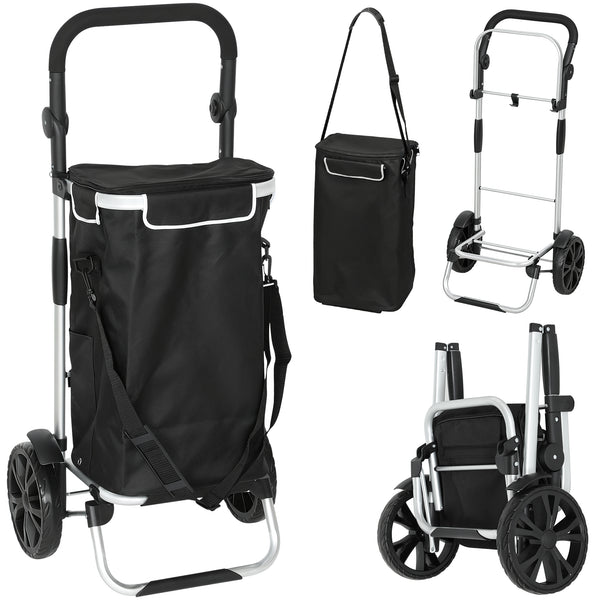 Einkaufstrolley klappbar mit Kühlfach 40L schwarz