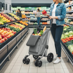 Einkaufstrolley faltbar mit Kühltasche 46L grau