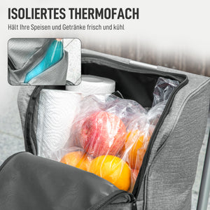Einkaufstrolley faltbar mit Kühltasche 46L grau