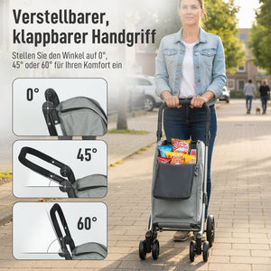 Einkaufstrolley faltbar mit Kühltasche 46L grau