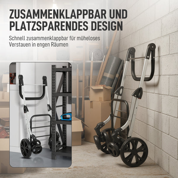 Einkaufstrolley faltbar mit Kühltasche 46L grau