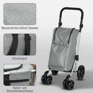 Einkaufstrolley faltbar mit Kühltasche 46L grau